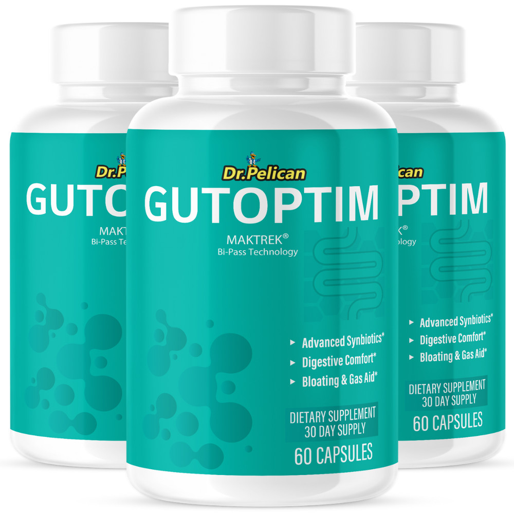 Gutoptim- Digestive Support- 3 Bottles- 180 Capsules