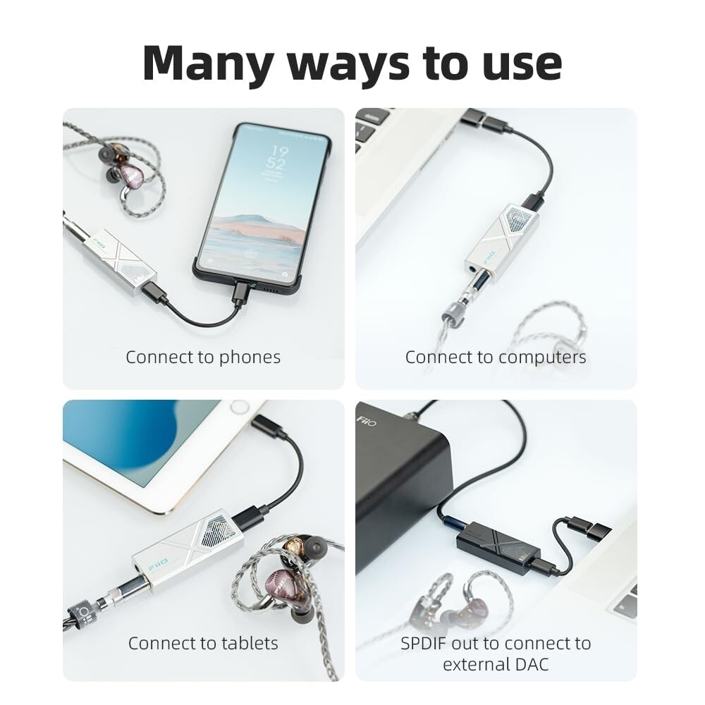 FiiO KA13 DAC HiFi Lossless Balanced DSD256 Decoding Headphone Amp (Silver)