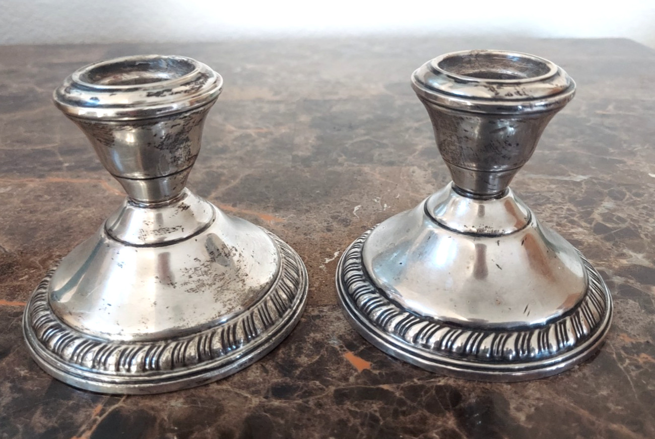 Wallace Sterling Silver Weighted Pair Candleholders