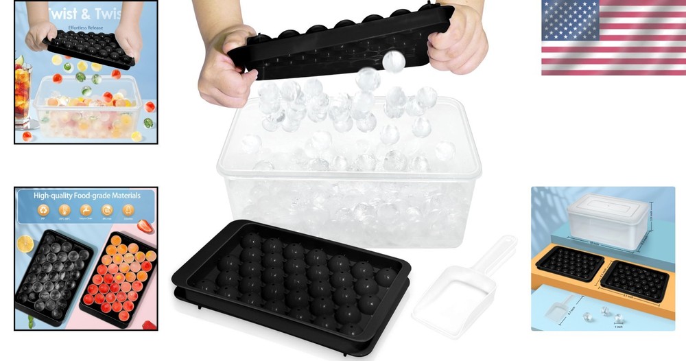 Versatile Ice Cube Tray with Lid - Create Beautifully Round Ice Balls Easily