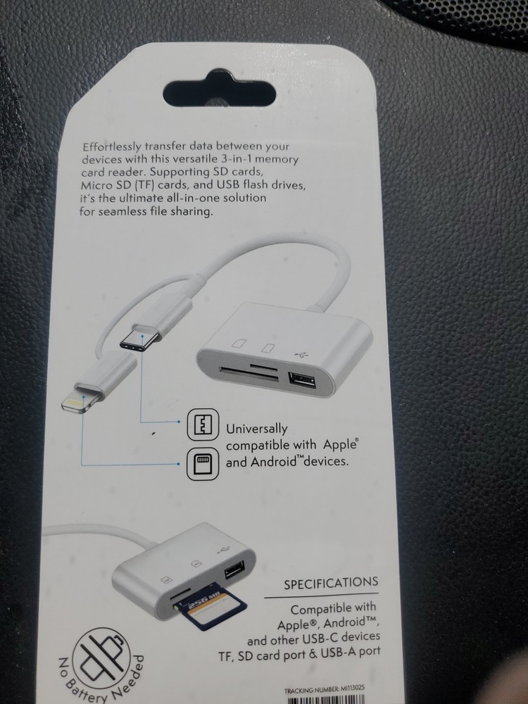 3 In 1 Memory Card Reader New Factory Sealed