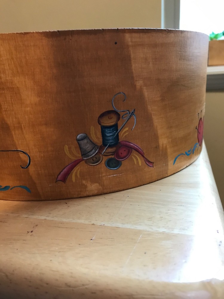 beautiful hand painted sewing basket