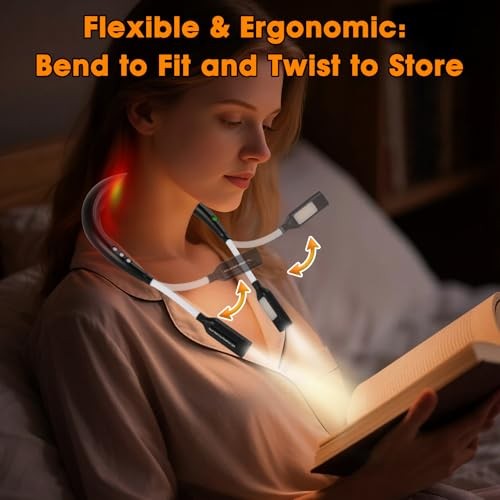 Rechargeable Heated Neck Reading Light with 4 Adjustable Light Modes, Black