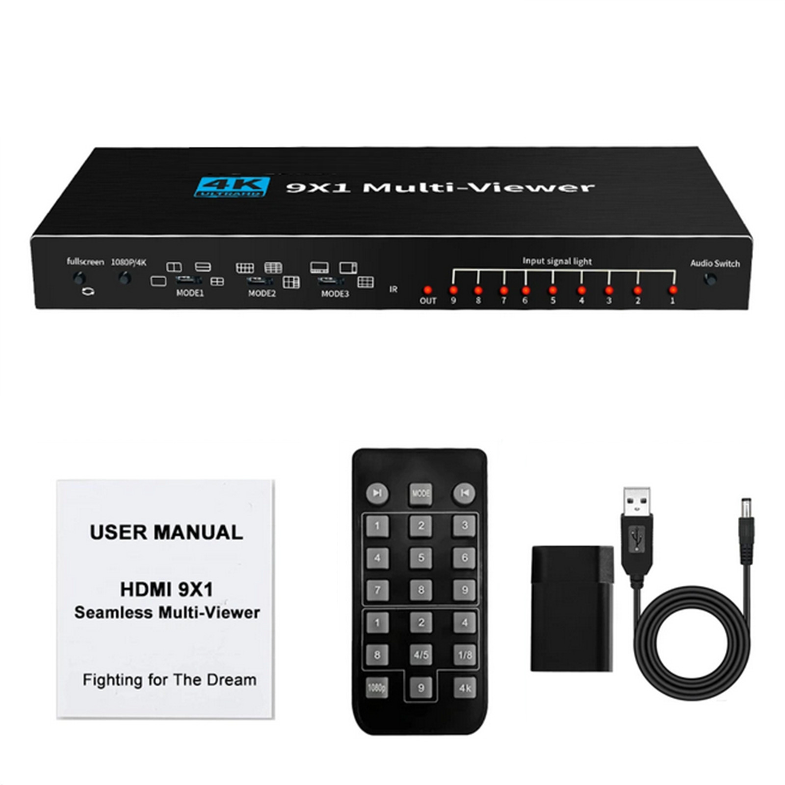 HDMI 9x1 Multiviewer 4K 30hz 9 In 1 Out 1080P Screen Multi-Viewer Switch Box