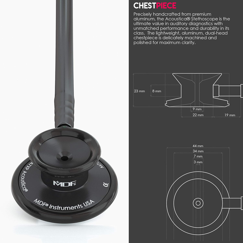 MDF Instruments, Acoustica Lightweight Stethoscope for Doctors, Nurses, Students