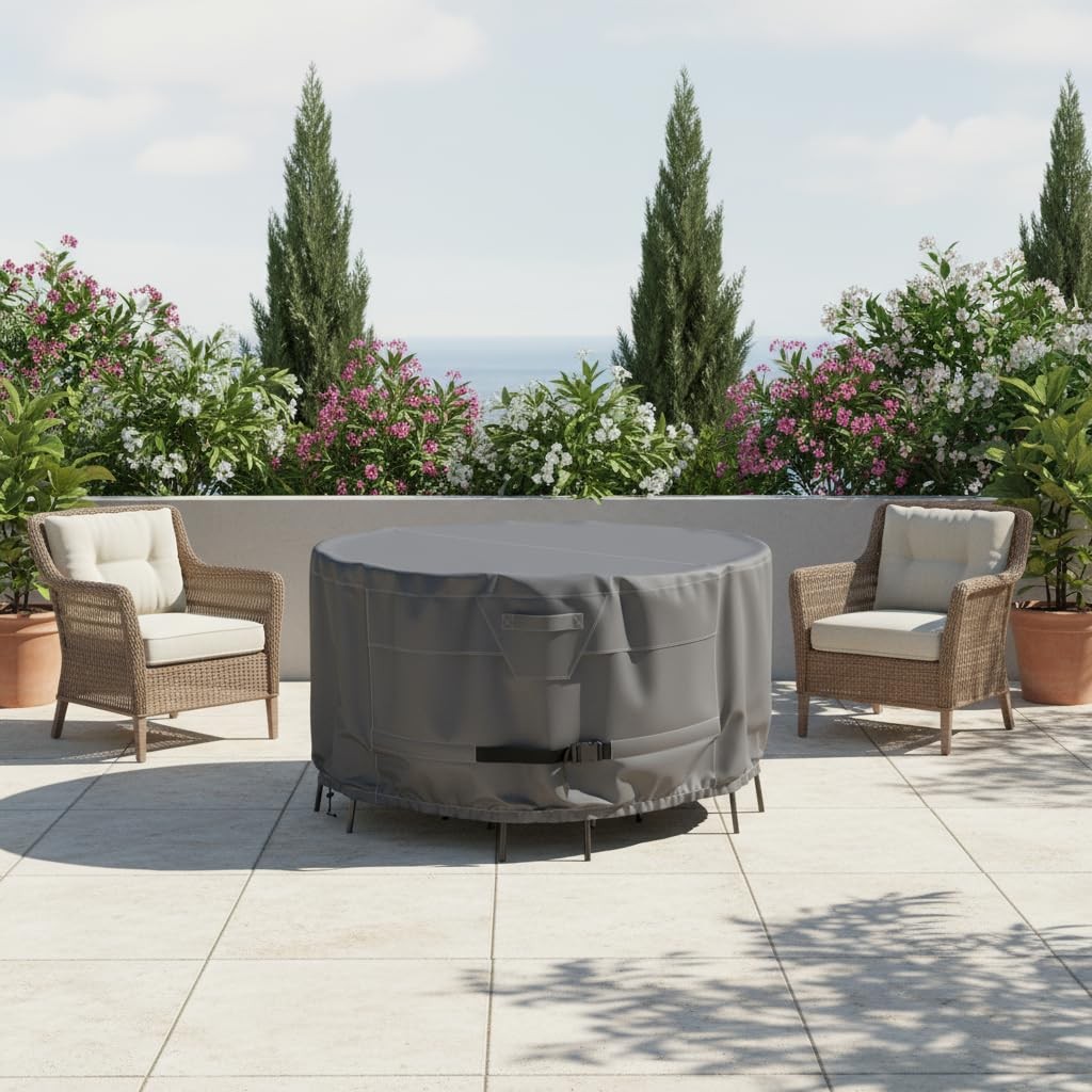 Round Patio Furniture Covers Waterproof Outdoor Table Chair Set Covers All Weath