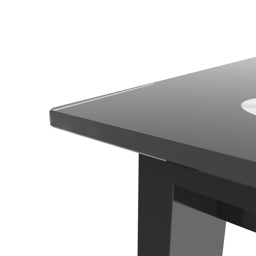 7 Piece kitchen Table set，Modern Black Dining Table Rectangular Tables