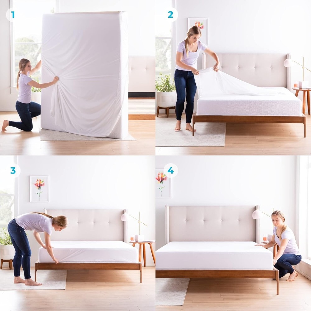 Waterproof Bed Bug Proof Mattress Encasement Queen Noiseless Soft Polyester