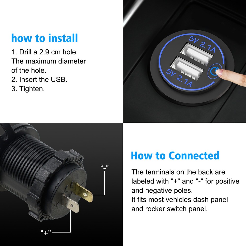 Phone Car Car Cigarette Lighter Socket USB Fast Charging Power Outlet Adapter