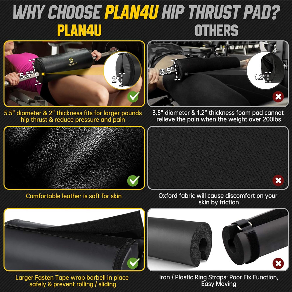 Upgraded Barbell Pad for Hip Thrust & Bench Press Weightlifting Support