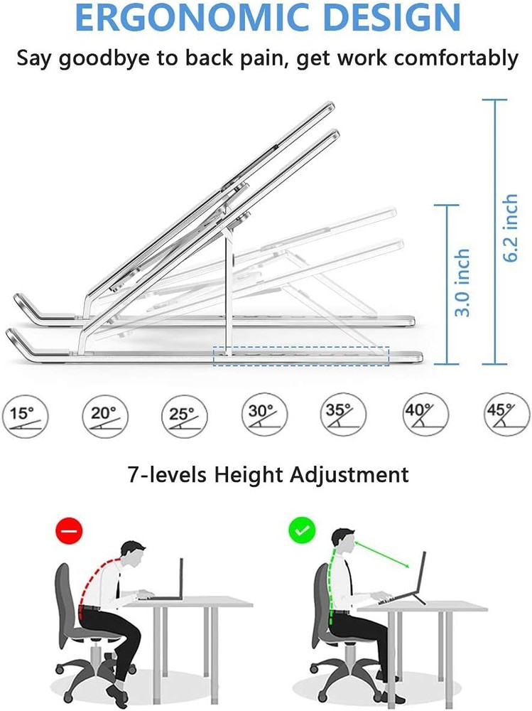 Portable Foldable Laptop Stand Aluminum Multi-Angle Travel Notebook Riser Mount