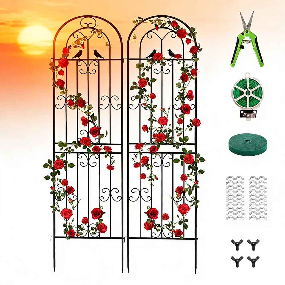2PCS Rustproof Metal Garden Trellis 86.61" Tall for Rose/Outdoor Climbing Plants