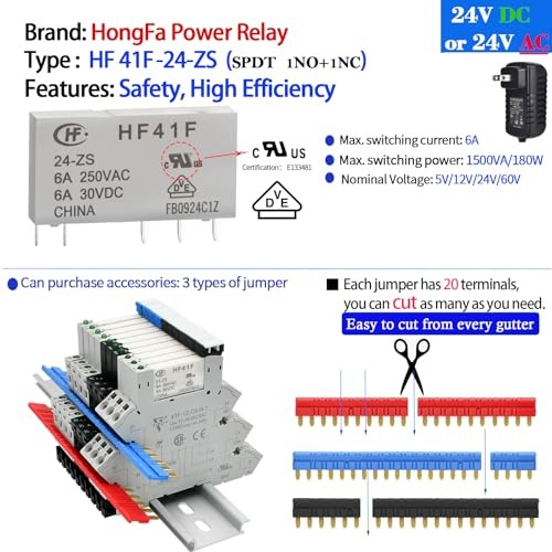 UL ListedPcs 24V Miniature Relay for PLC Controller 24VDC and Spring Socket 3