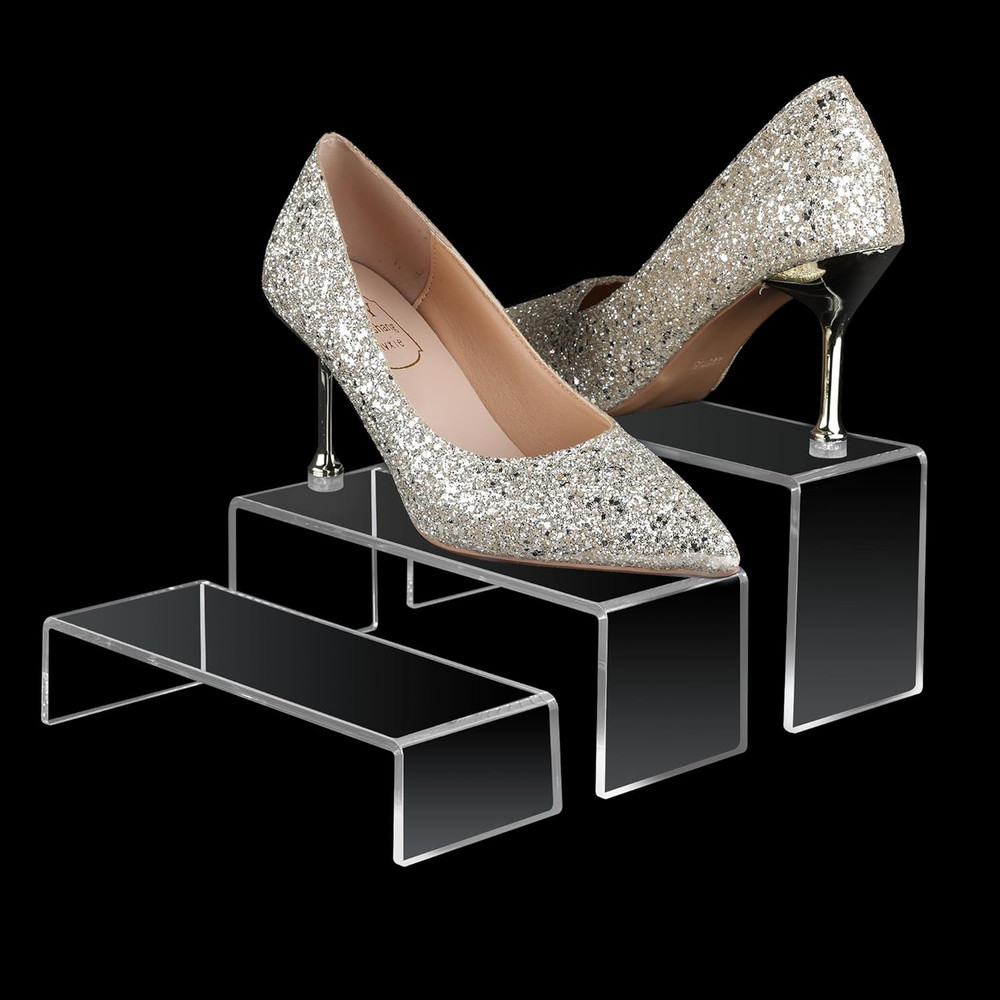 Display Risers, 6 Pcs(7.9”L~8.3”L~8.7”L) Rectangular Clear Acrylic Showcase Coll