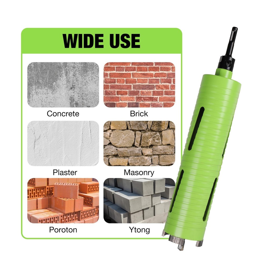 2 1/2 Inch Dry Core Drill Bit with Pilot Bit & 2 Pcs Adapters (SDS Plus Adapt...