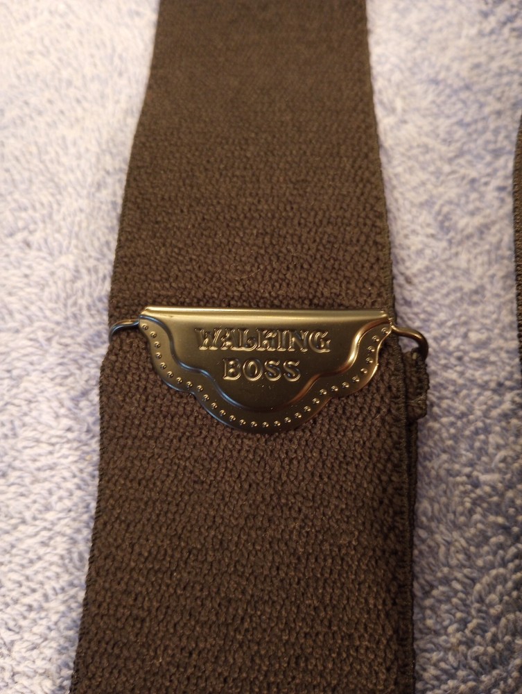 Walking Boss Black Suspenders 2" wide Braces EUC