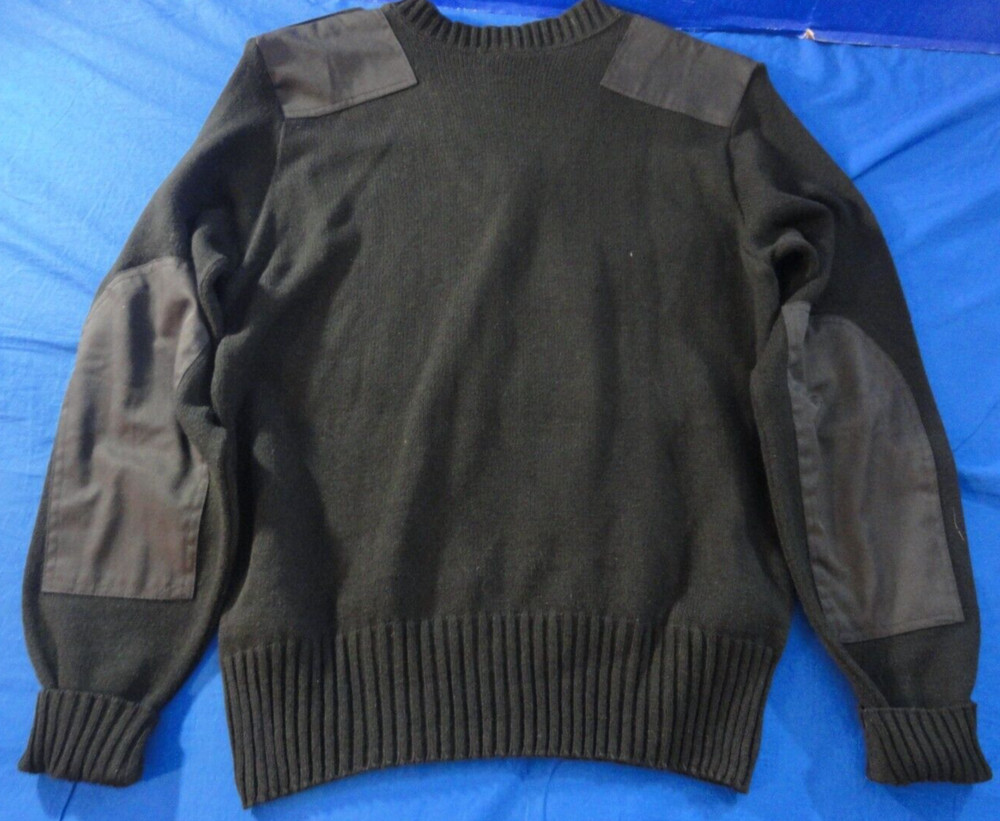 JACK YOUNG V NECK NAVY USN UNIFORM BLACK ACRYLIC COMMANDO PULLOVER SWEATER LARGE