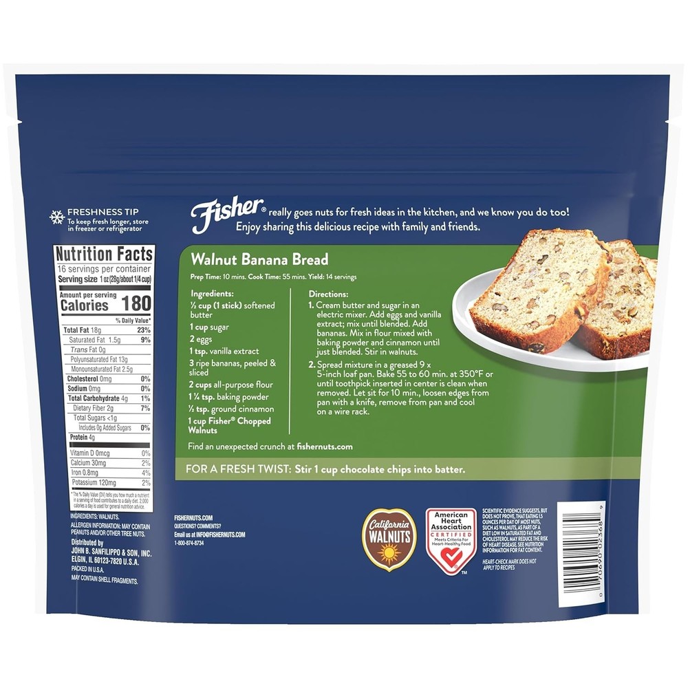 Versatile 1 Lb Resealable Chopped Walnuts - Ideal for Healthy Snacking & Cooking