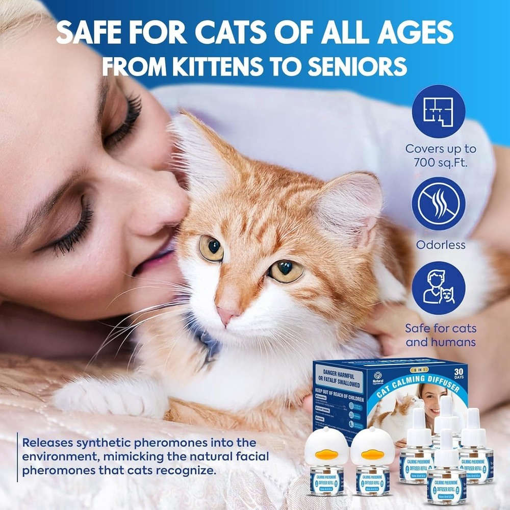 3-in-1 Kit Cat Appeasing Pheromone Diffuser to Calm 1 Plugin+2x48ml Refills f...