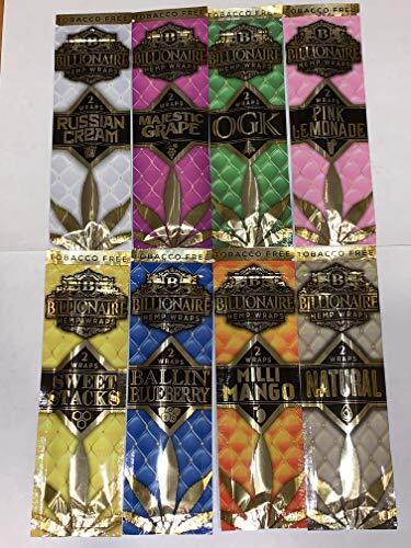 Billionaire H. Natural Wraps Rolling Papers TRIAL PACK COMBO (16 Wraps Total)