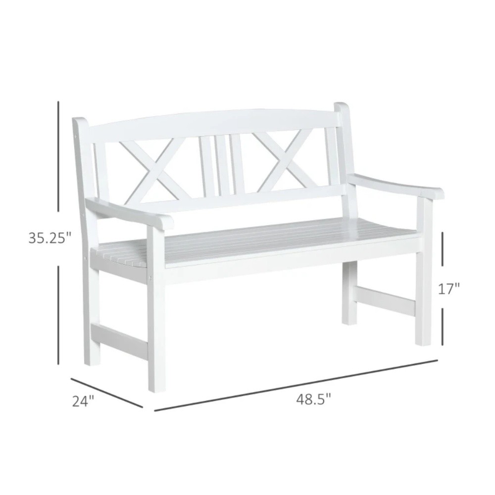 Rustic Style Garden Bench Solid Bench Corner Bench White