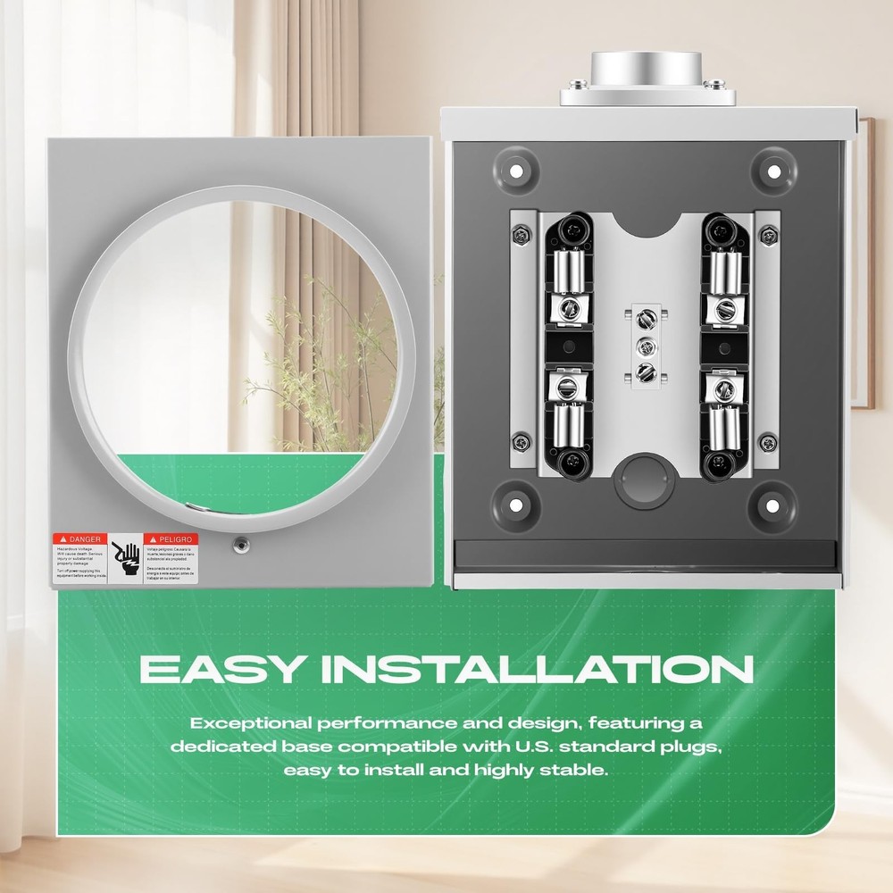 Meter Socket 100 Amp, 4-Jaw Meter Base Meter Socket 600V Single Phase 3-Wire ...