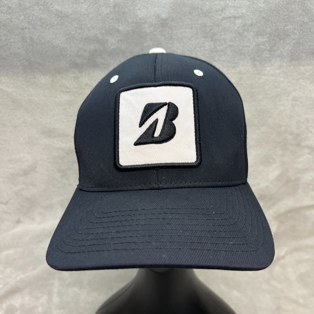 Bridgestone 110 Golf Patch Cap Adjustable Golf Hat Black White OSFM