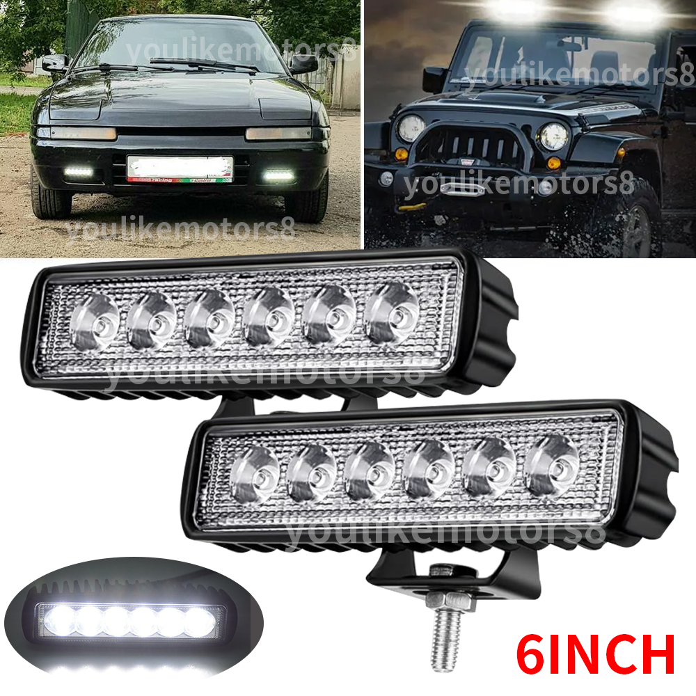 2X 6inch LED Work Light Bar Spot Pods Fog Lamp Offroad Driving Truck 4WD SUV ATV