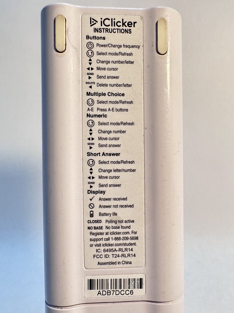 iClicker 2 - Student Resonse Remote For The College Classroom White Controller