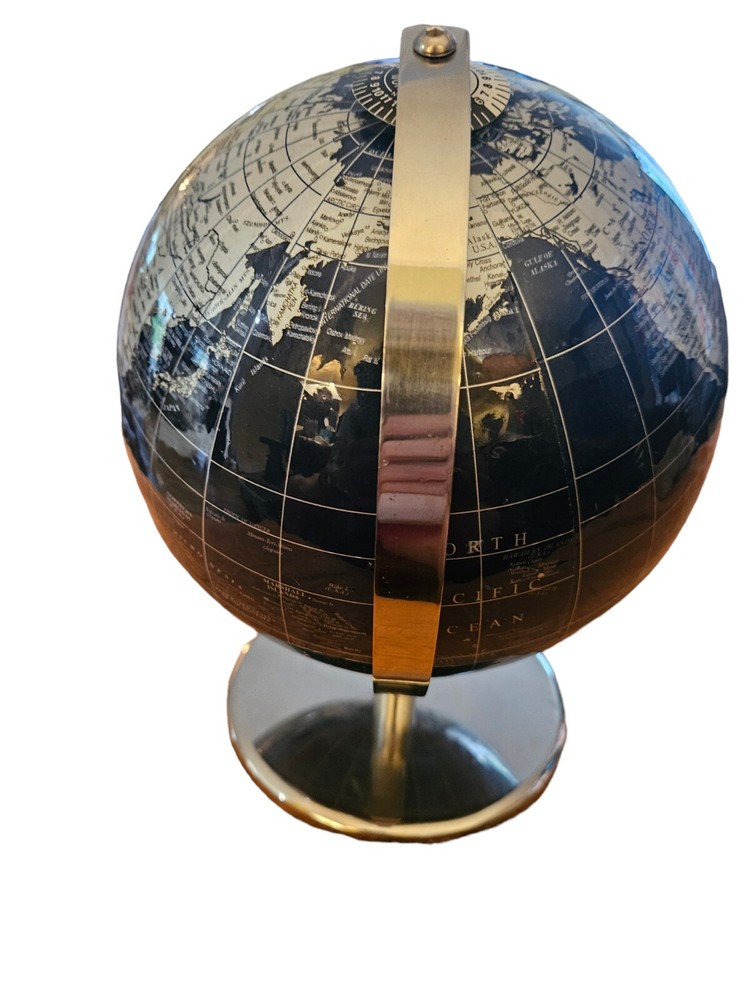 Full Circle Vision Desktop World Globe 8" Full Height 11" Chrome Base Decor
