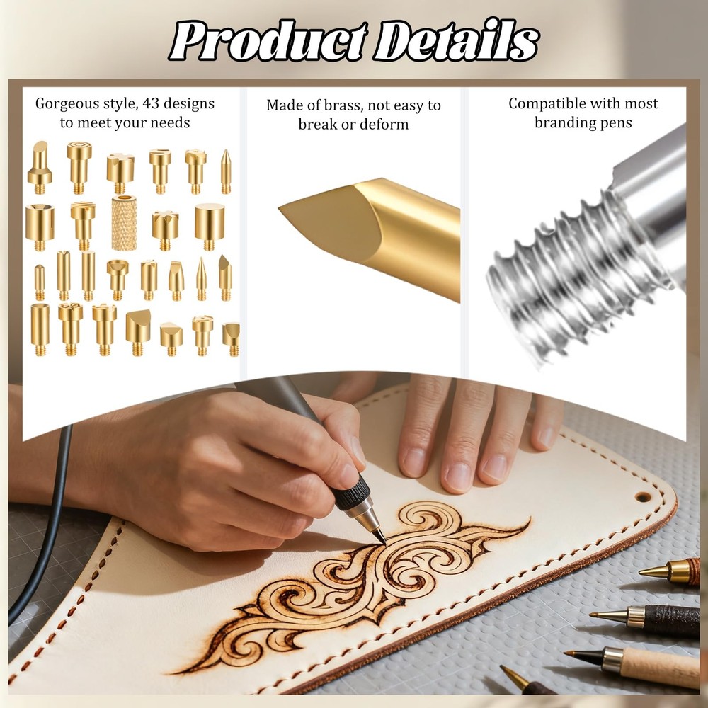 99 Pcs Wood Burning Tips Kit Pyrography Tip Set Gold + Silver