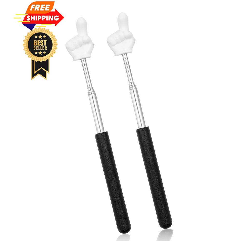 2Pcs Telescopic Teachers Pointer, Mini Pointer Finger Retractable, Black
