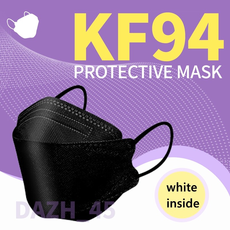 KF94 Black Disposable Protective 4 Layer Face Mask Adult Face Cover