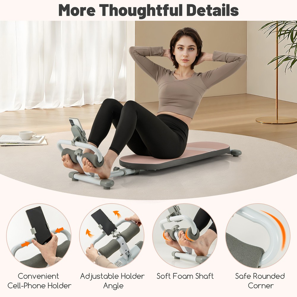 Multifunctional Sit Up Bench w/3 Gear Adjustable Angles & Adjustable Length Pink