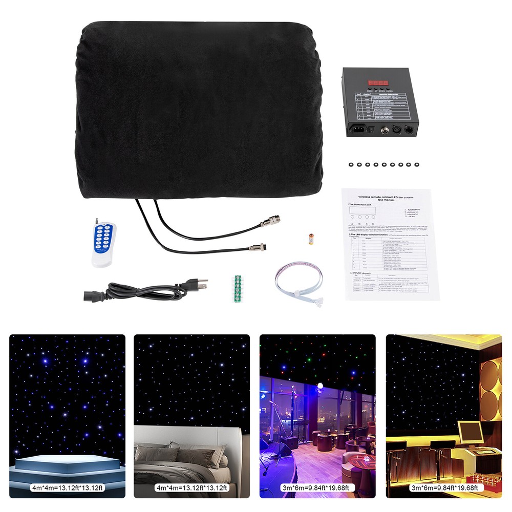 LED Stage Backdrop w/Remote Control 20FTx10F LED Star Light Curtain Backdrops