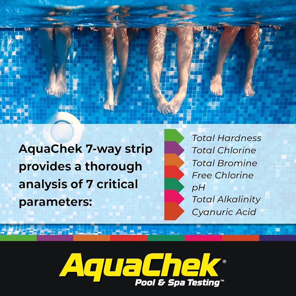 AquaChek 7 Way Pool Spa Test Strips Silver Water Test Kit 100 Count