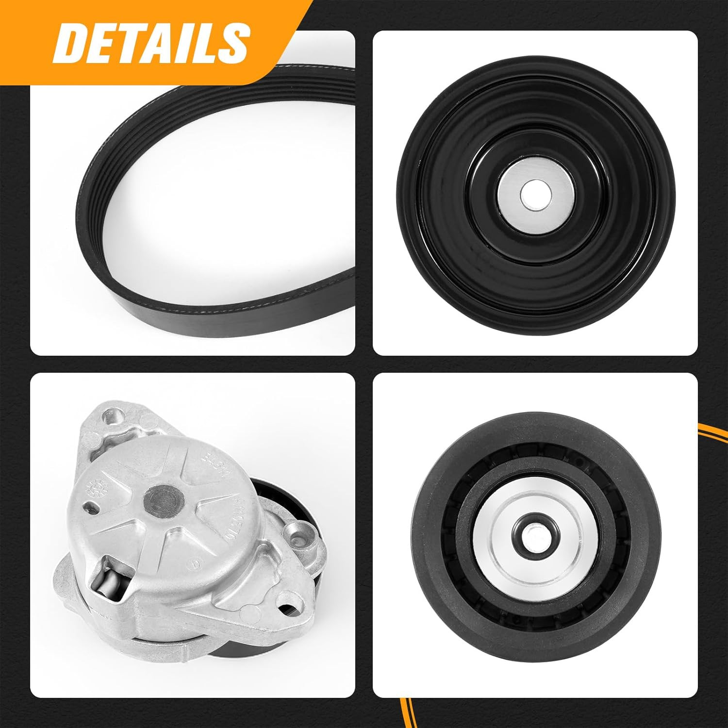 Engine Drive Belt Tensioner Idler Pulley V-Ribbed Serpentine Belt Kit Compatible
