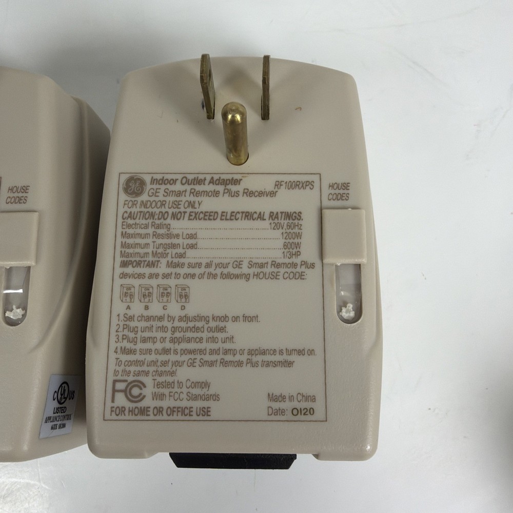 Two (2) GE Indoor Outlet Adapters - RF100RXPS - Open Box