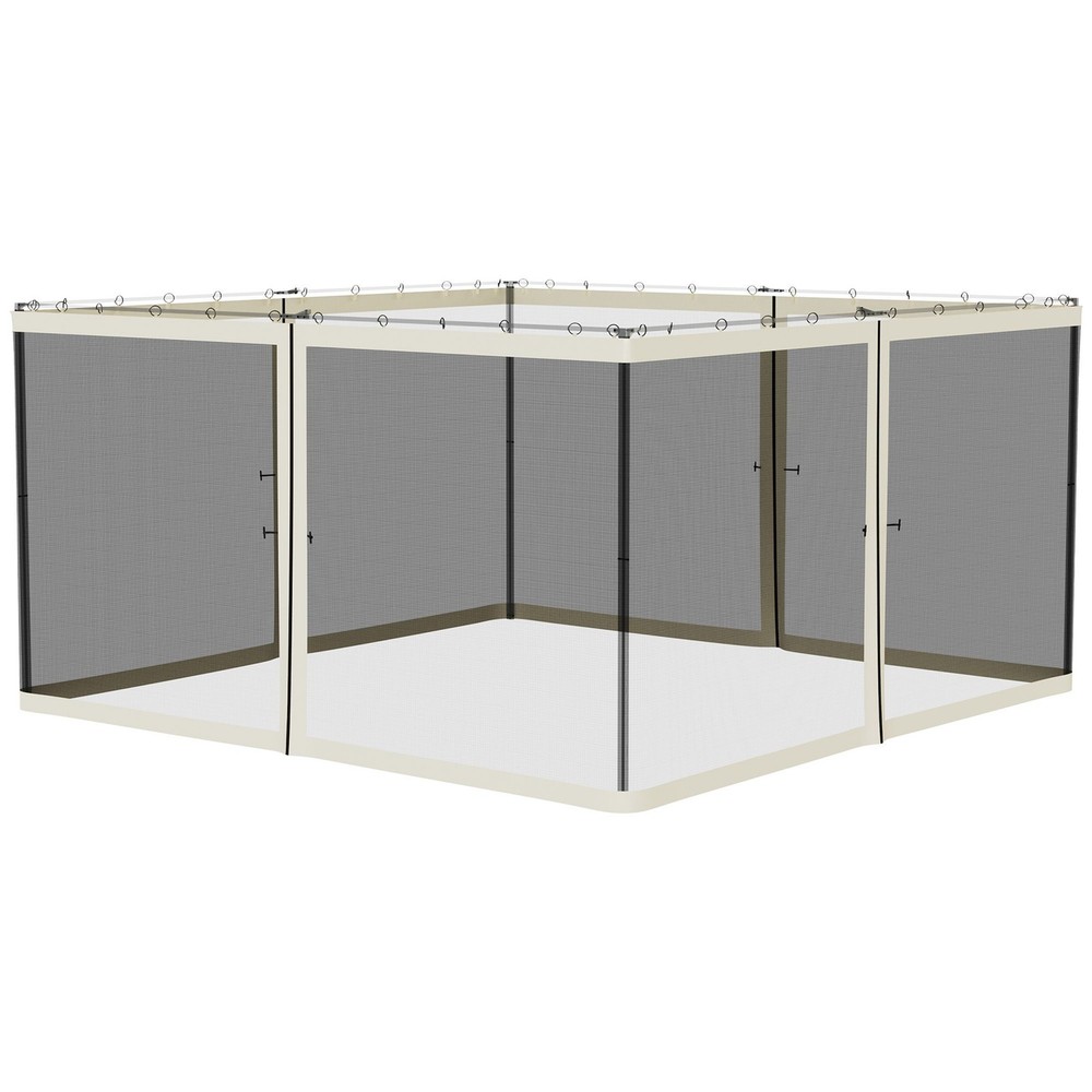 Gazebo Replacement Netting: 4 Black Panels, 13.2'x6.8', Nylon Mesh + Polyester