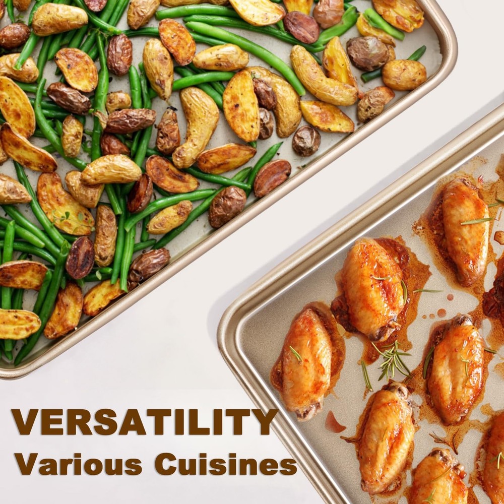 Baking Pan Set of 2, Commercial Cookie Sheets for Baking, Nonstick Carbon Ste...