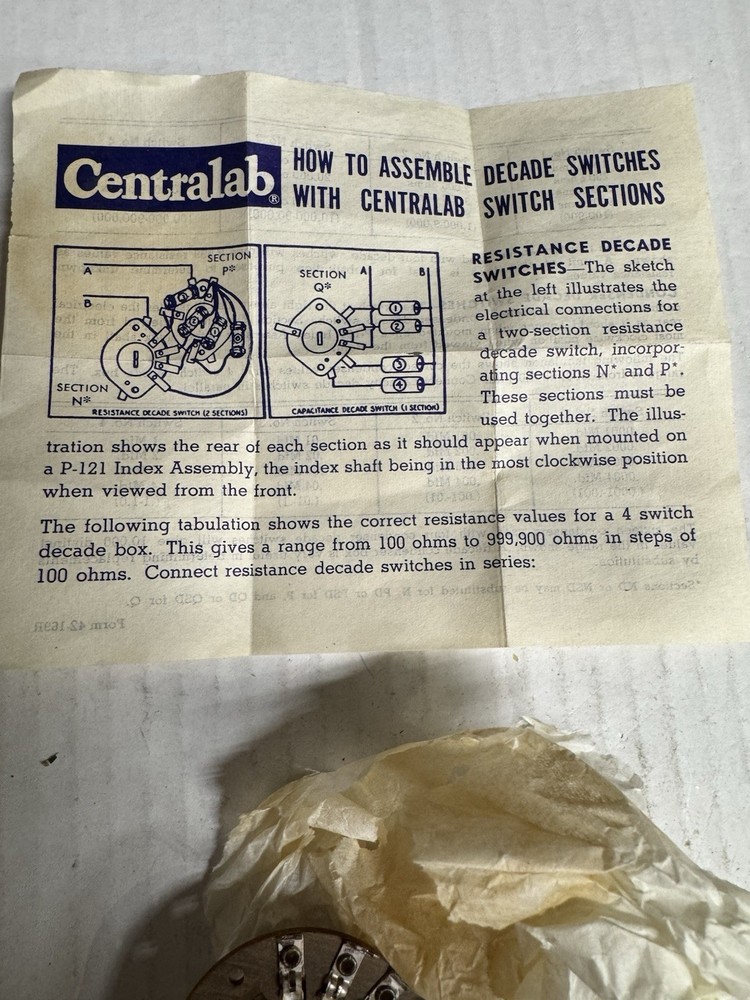New In Box Centralab P Rotary Switch
