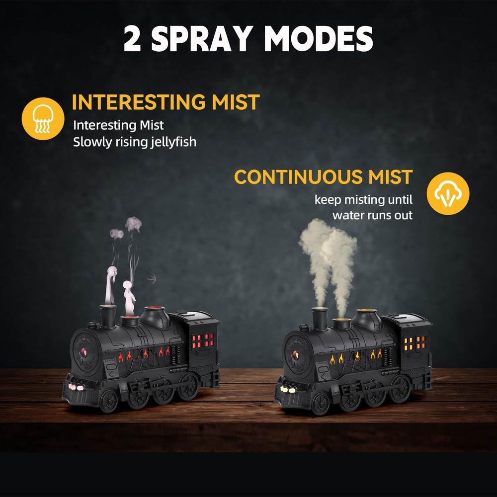 Train Humidifier Aroma Diffuser, 300ml Cool Mist Quiet Aromatherapy Diffuser ...