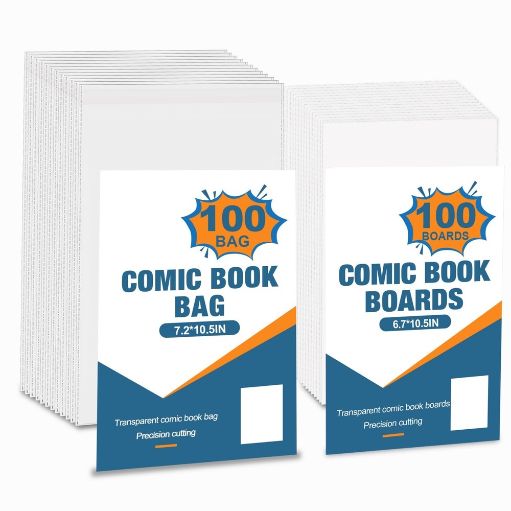 100 Pack Comic Book Bags & Boards - Reusable Storage for Comics, Magazines, Coll