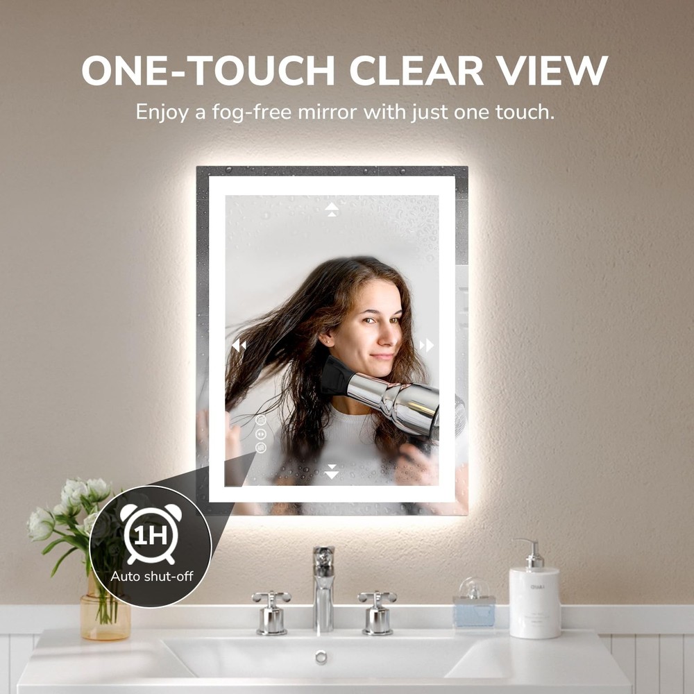 20”x28” LED Bathroom Mirror Lighted Lighted Vanity Mirror, Horizontal & Vertical