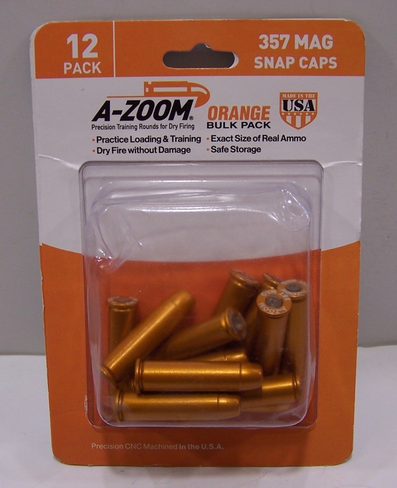 A-ZOOM 357 MAG SNAP Caps, Orange, 12PK