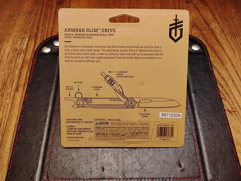 Gerber Armbar Slim Drive Multi-Tool 2.5 " SS Blade 2 Sided Screwdriver 2.5 OZ
