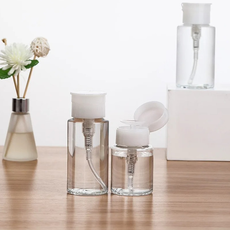 Refillable Push-Top Pump Bottles for Nail Polish & Makeup Remover 100-200ml