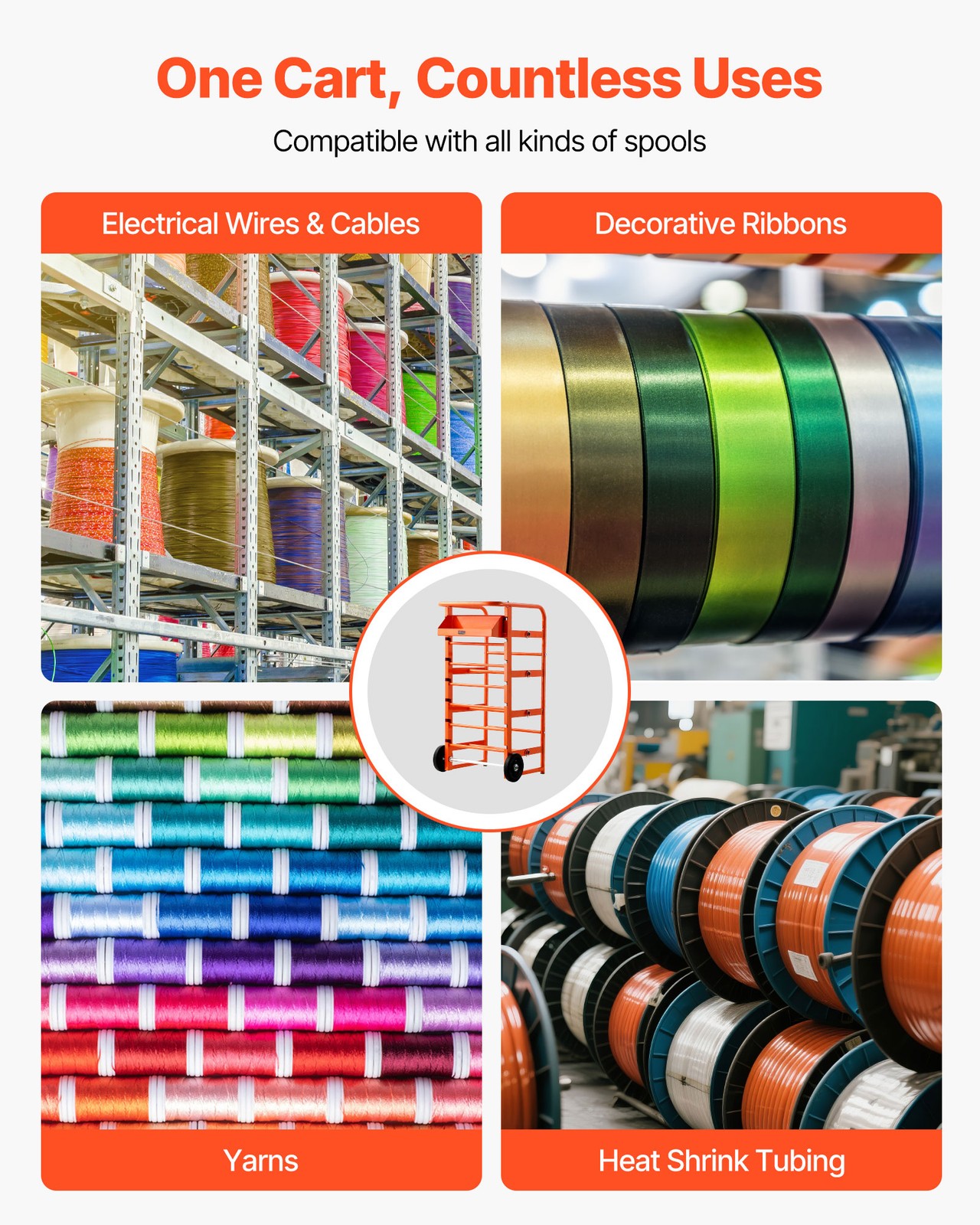 VEVOR Wire Spool Rack 11 Rods Cable Caddy Wire Spool Cart for Industrial