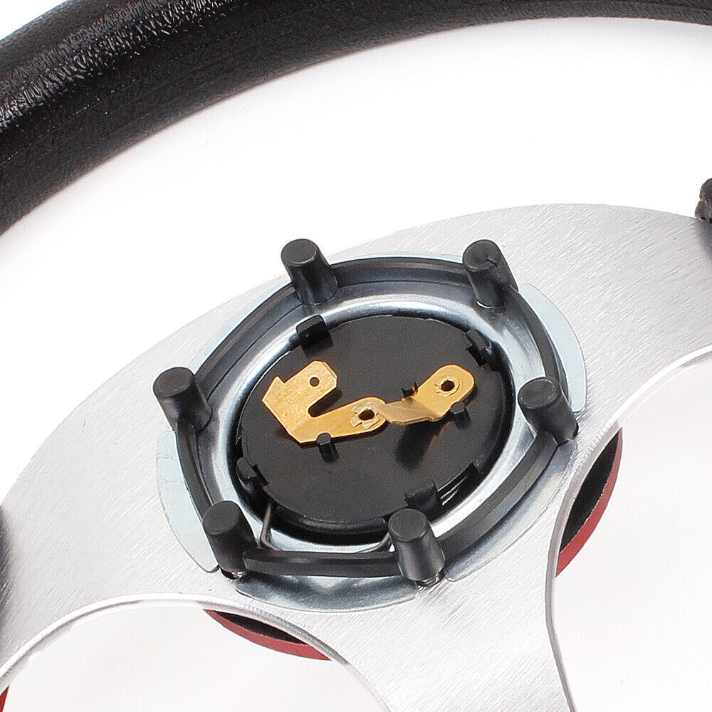 12.5" Universal Red D Shape Racing Steering Wheel w/ Quick Release Adapter Kit