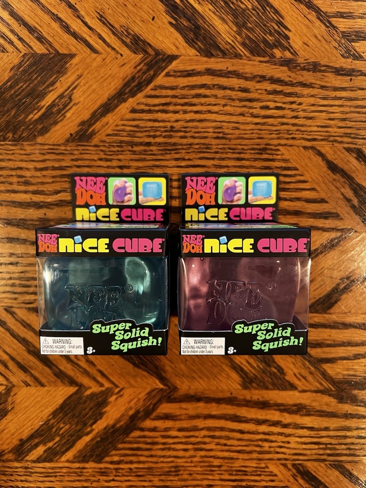 Nee Doh Nice Cube Super Solid Squish. Set of 2- Blue & Purple